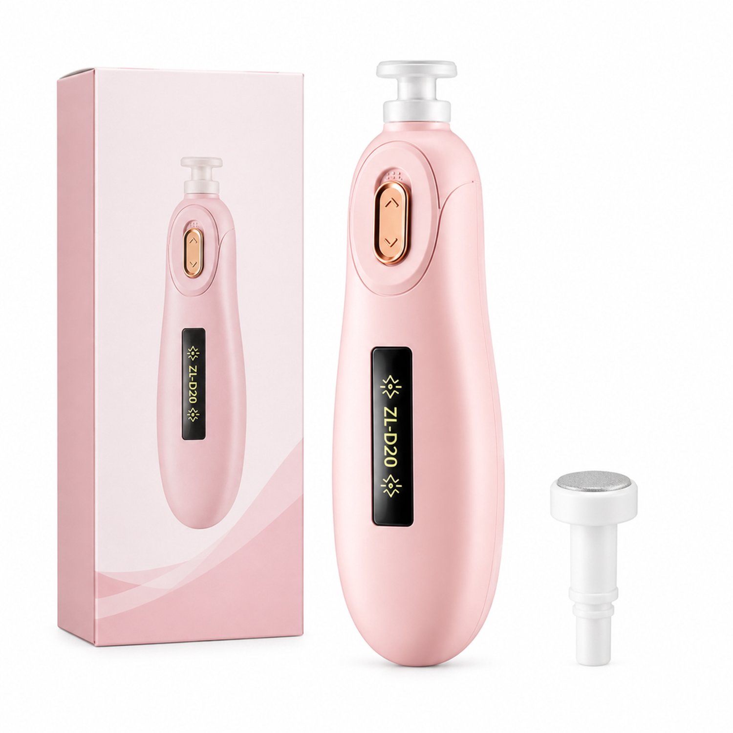 Elektrische nagelknipper - roze batterijvariant - 3 snelheden met verlichting - met één vijlkop voor thuisgebruik - in kleurendoos