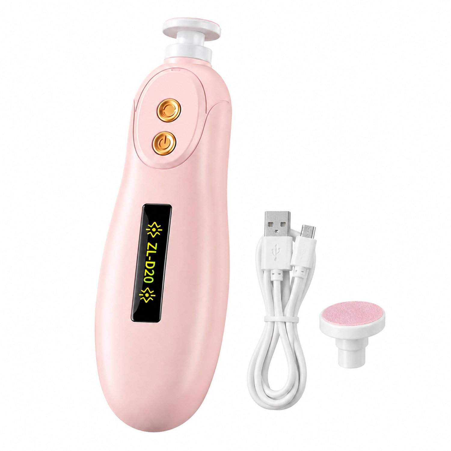 Elektrische nagelknipper - oplaadbaar - roze - 1 slijpkop - voor babyverzorging