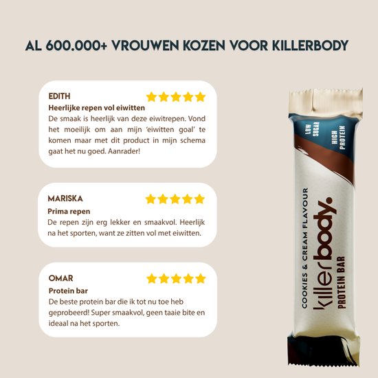 Killerbody Protein Bars Chocolate Brownie - 15-pack - Slechts 1,3 g Suiker - Voor Vrouwen — afbeelding 4