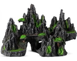 Natuurlijke Aquariumdecoratie met Berglandschap en Boomhuis voor Grote Vissen en Glofish Tank