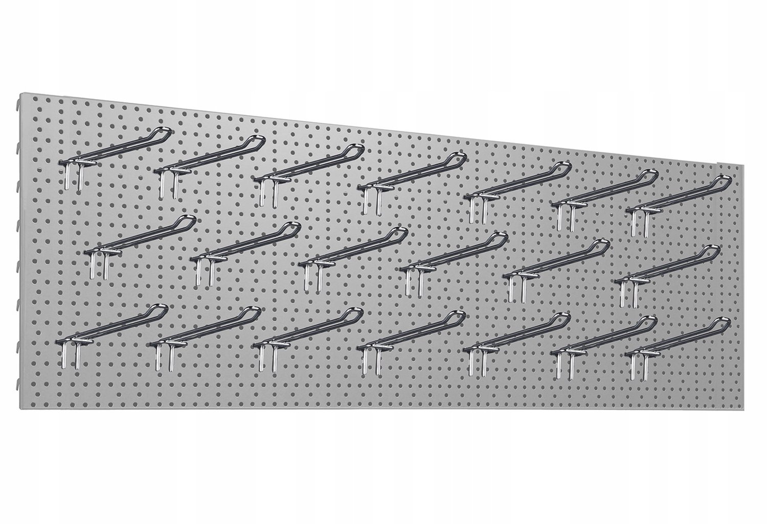 Werkplaatsbord 125x40 cm lichtgrijs met 20x dubbele haken L-200