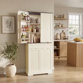 Xbro Buffetkast met Verstelbare Planken – Keukenkast met Veel Opbergruimte, 4 Deuren en Lade – Beige