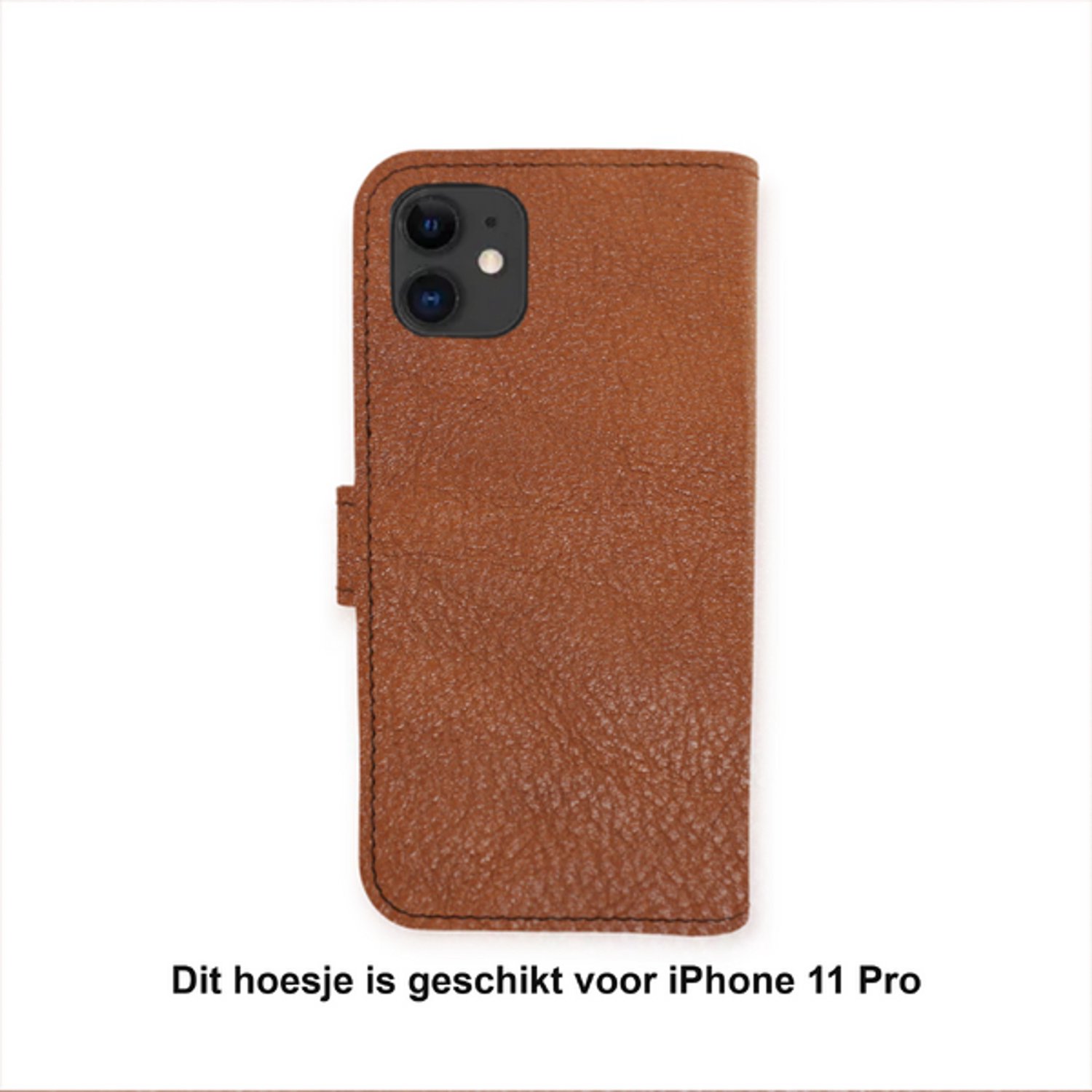 iPhone 11 pro Cognacbruin robuuste glad kalfsleer hoesje Nr-19