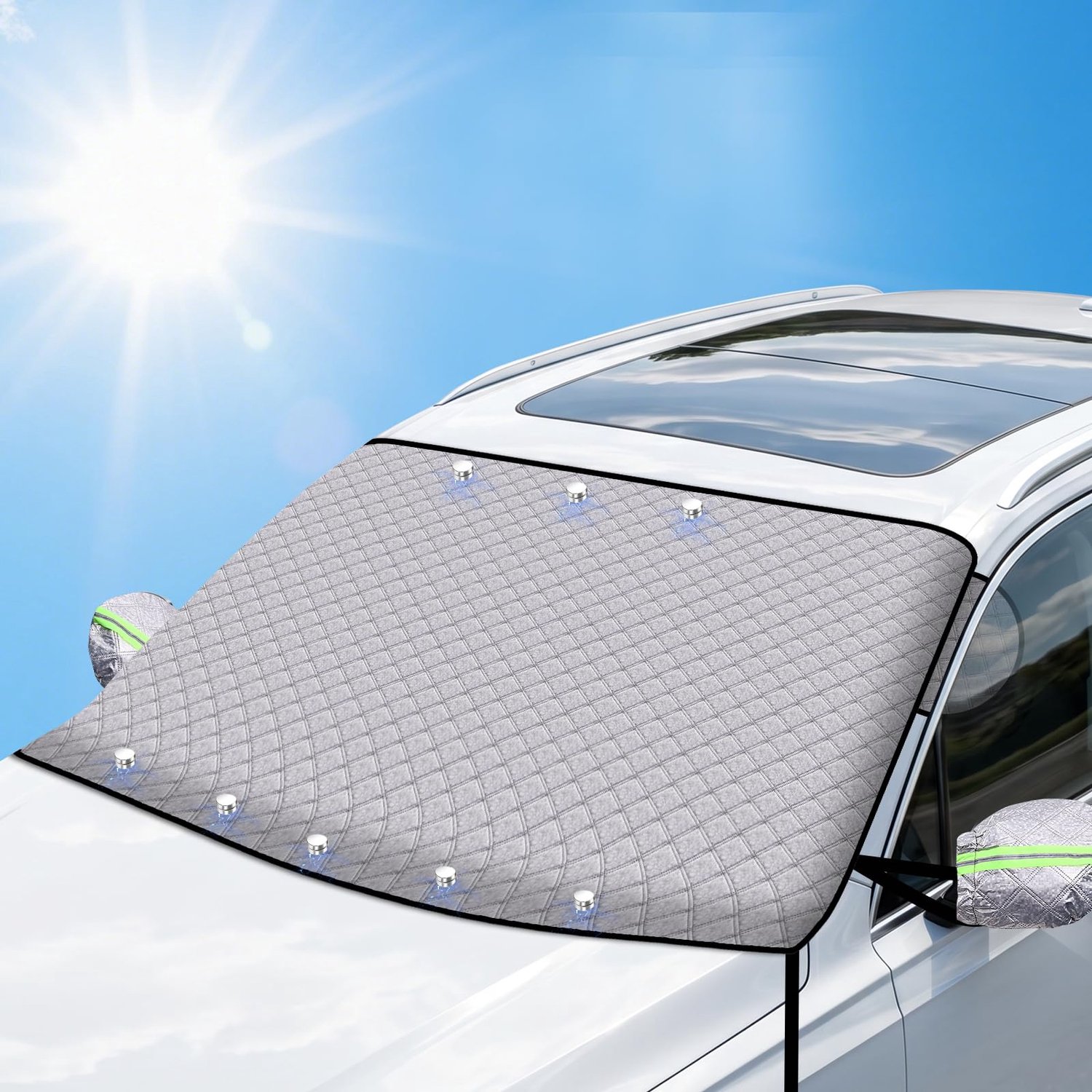 Famanu - Auto zonnescherm voor voorruit - Beschermt tegen zon, sneeuw en ijs - Vouwbaar en praktisch - Zilver 1 stuk