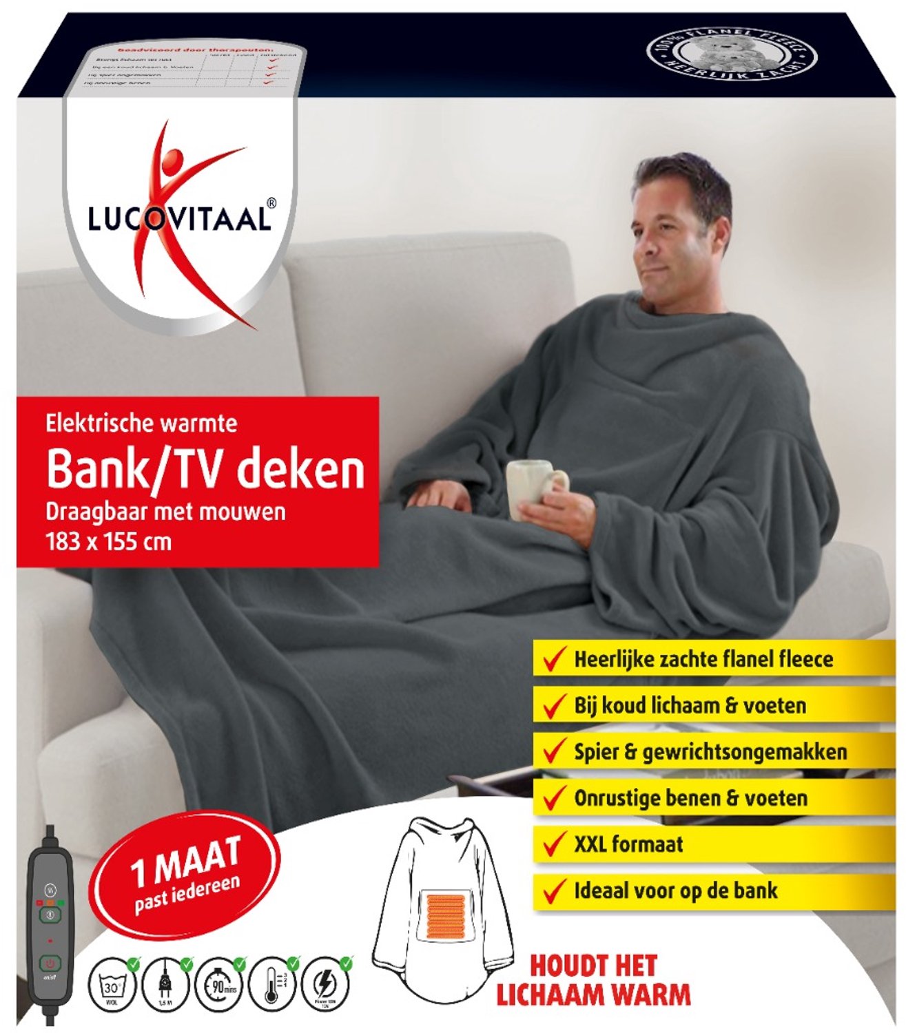 Bol.com Lucovitaal Elektrische warmte Bank/TV deken aanbieding