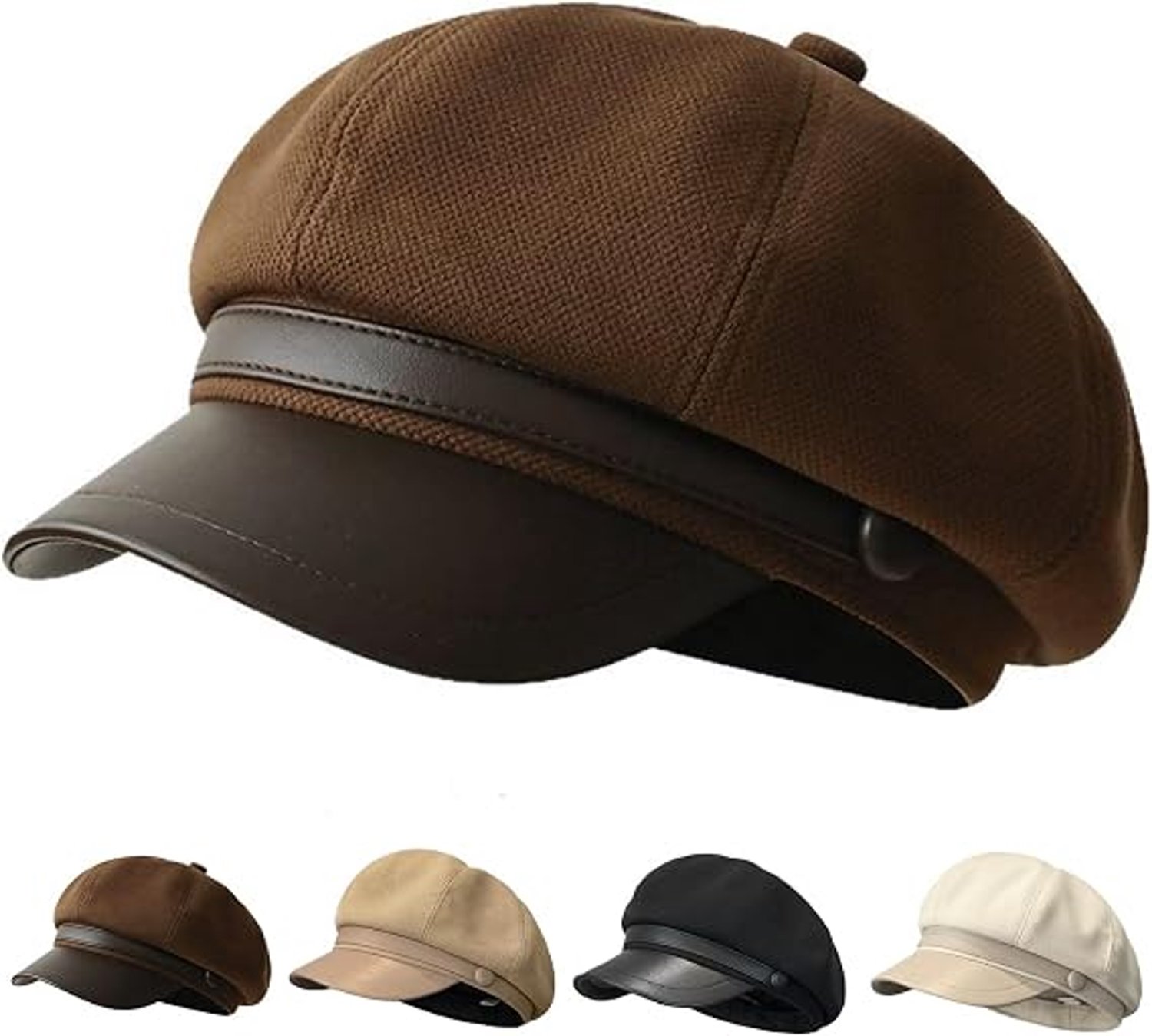 Dames Baret – Herfst en Winter Damesmuts – Achthoekige Pet – Koffiebruin – Zacht en Warm – Verstelbaar – Voor Dagelijks Gebruik, School, Werk en Buiten – Stijlvol en Comfortabel米白色