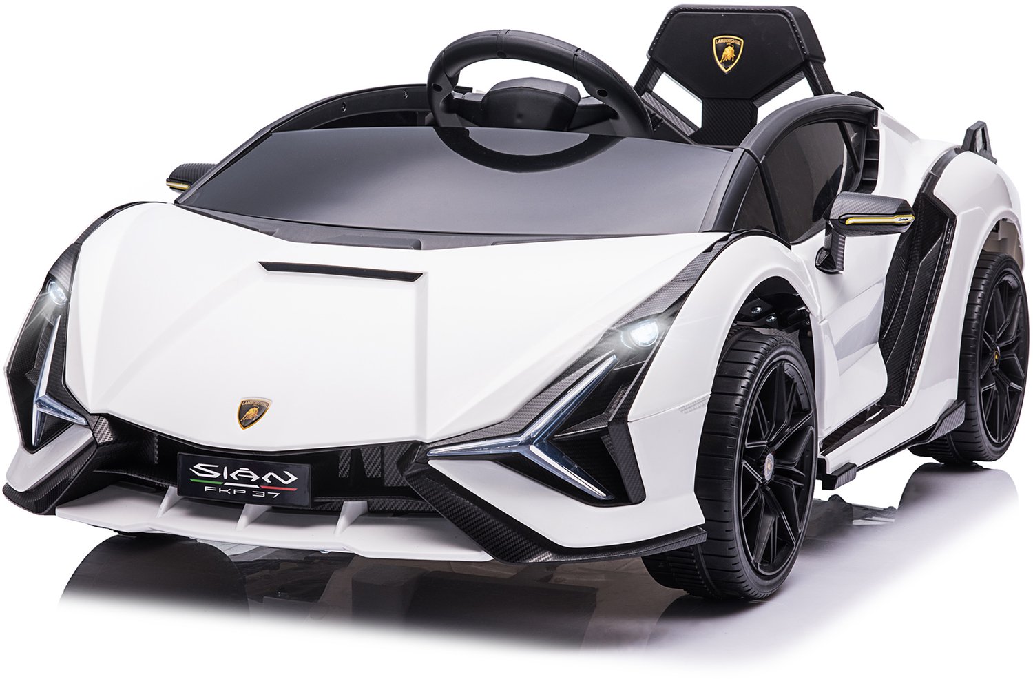 Homona Elektrische kinderauto Lamborghini Sián - Met afstandsbediening, muziek en ledverlichting - 108 x 62 x 40 cm - Wit