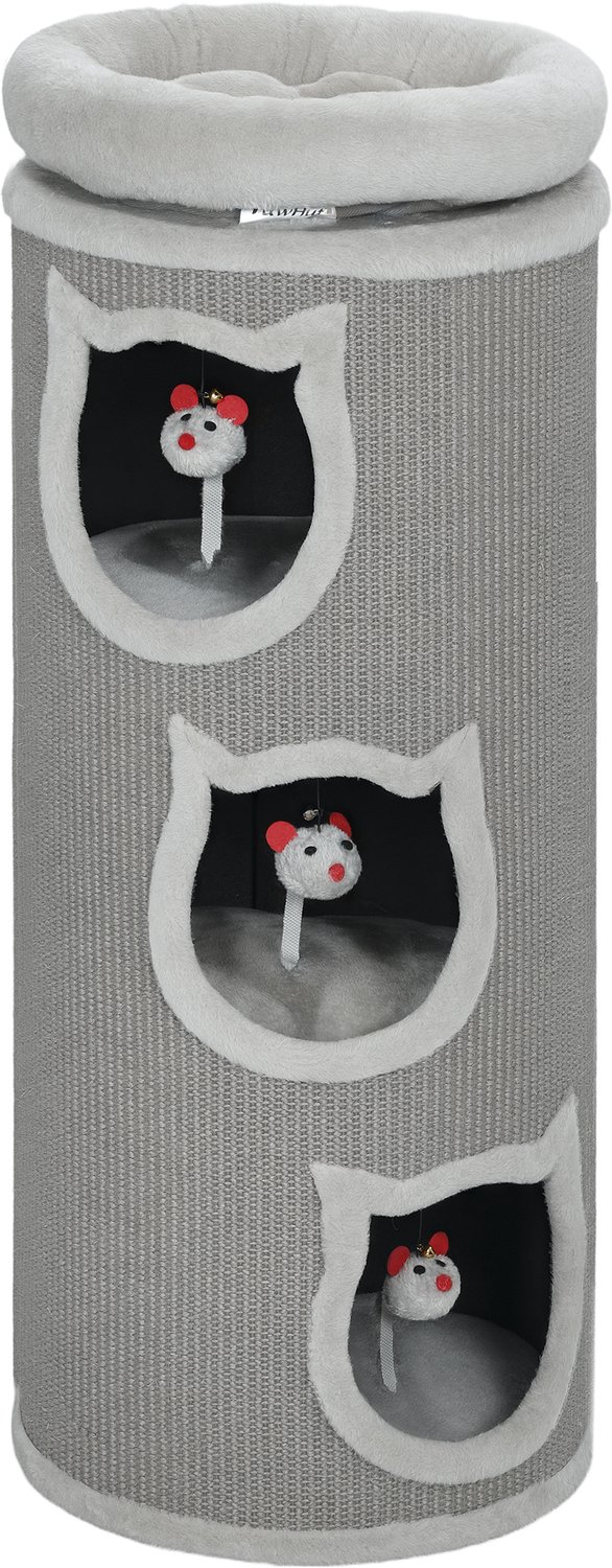 Pawona Krabton - Met 3 slaapholtes, wasbaar ligbed en speelgoed - Ø38 x 96 cm - Grijs