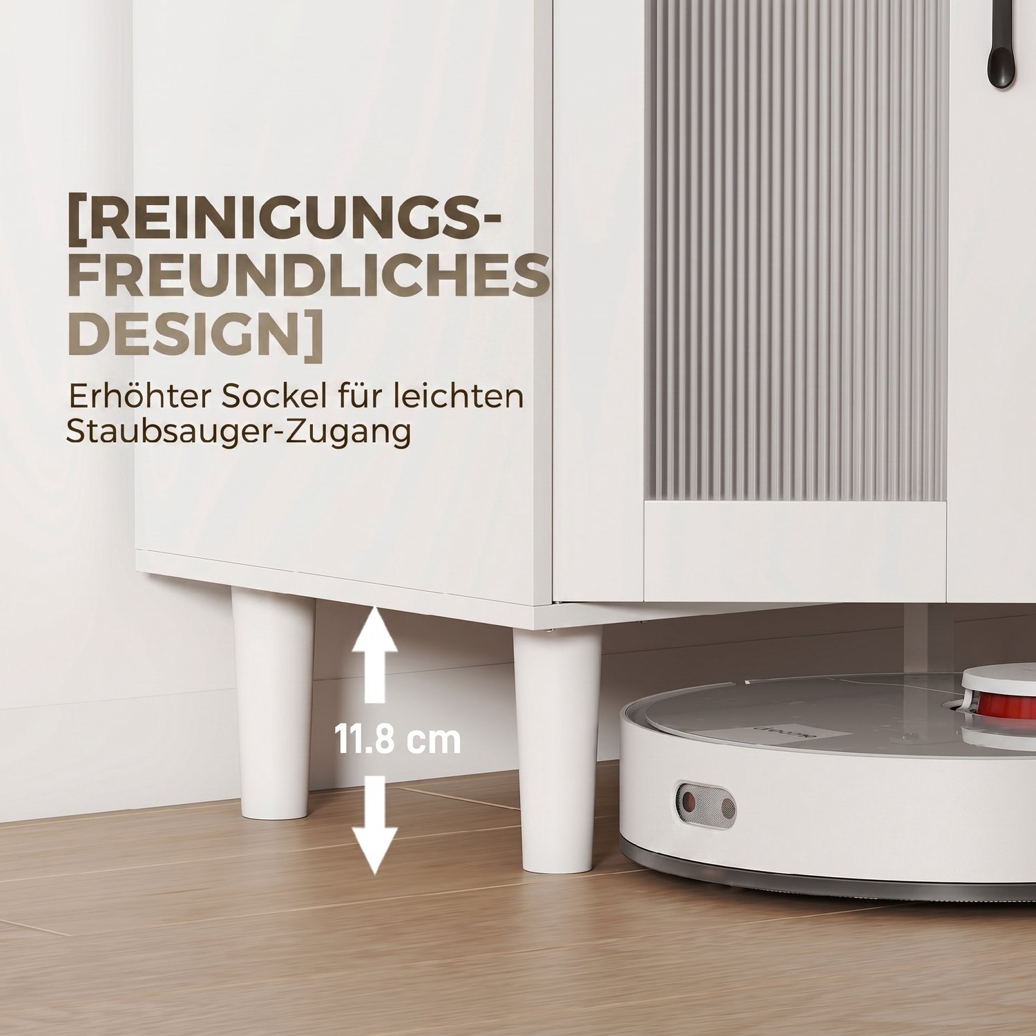 Homona Buffetkast met lades en kasten - Keukenkast met verstelbare legplank en kabelopening - 80 x 34 x 91 cm - Wit en eiken