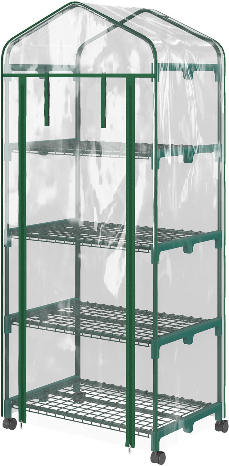 Sunona Kweekkas - Met 4 schappen en roldeur - 69 x 50 x 165 cm - Transparant