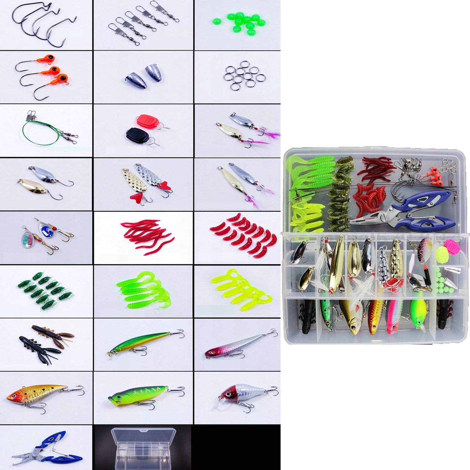 101-delige set kunstaas voor vissen - wobblers, zacht aas en accessoires