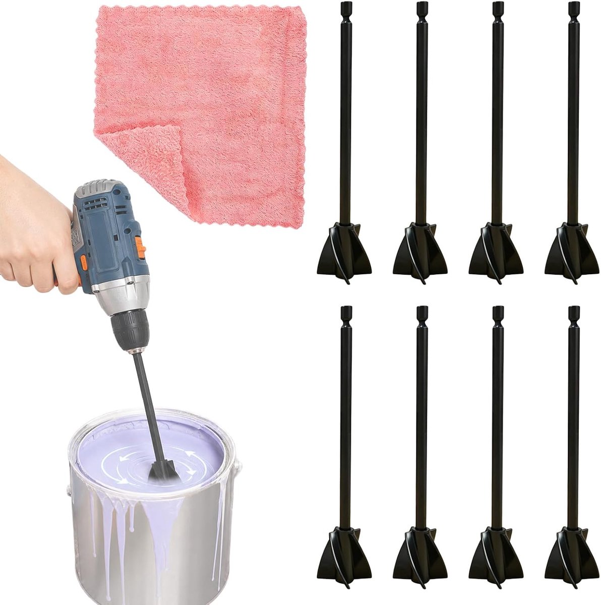 8 verfroerders, 1/4 inch, viervleugels, 16,5 cm, herbruikbaar, voor epoxyhars