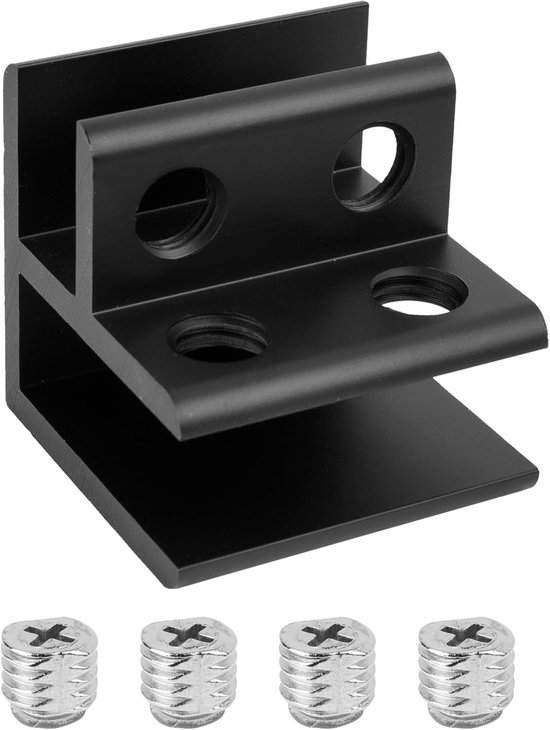 90 graden glasklem voor 10-12 mm dikte, verstelbare glazen plank beugel houder klem, kast kast 90 graden 8 stuks zwart — afbeelding 5