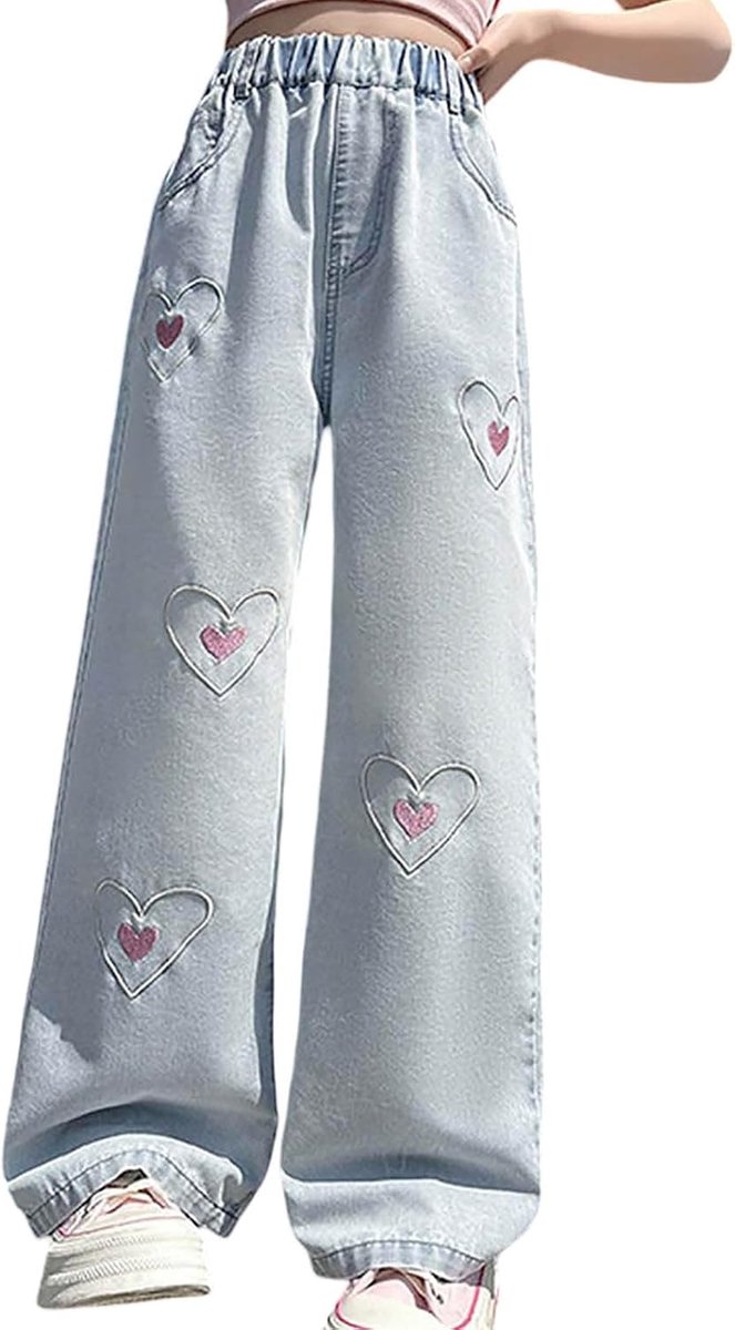 Modieuze broek voor meisjes, elastische tailleband, brede pijpen, casual, met zakken