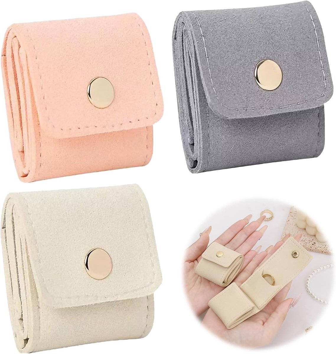 Sieradenopslag voor reizen - compact mini-reistas - hoogwaardige materialen - veilige opslag voor sieraden - ShopVlot