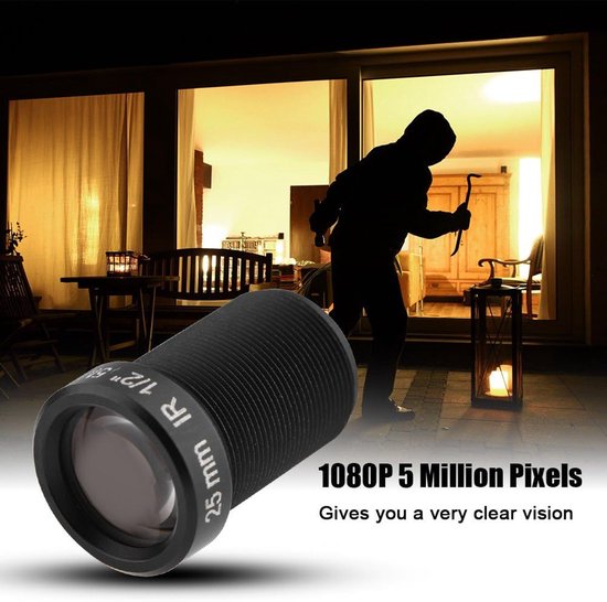 CCTV-camera lens 5MP 25mm - F2.0 M12 x 0.5 - IR nachtzicht - heldere beelden - ShopVlot — afbeelding 4