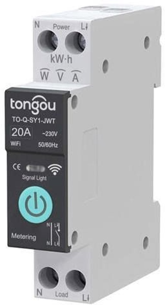 20A Wi-Fi slimme stroomonderbreker, energiemeting, spraakbesturing, timer, smart home