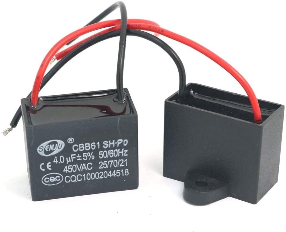 Luchtconditioner ventilatormotor condensator 4uF - 450V AC - CBB61 model - betrouwbare werking - ShopVlot