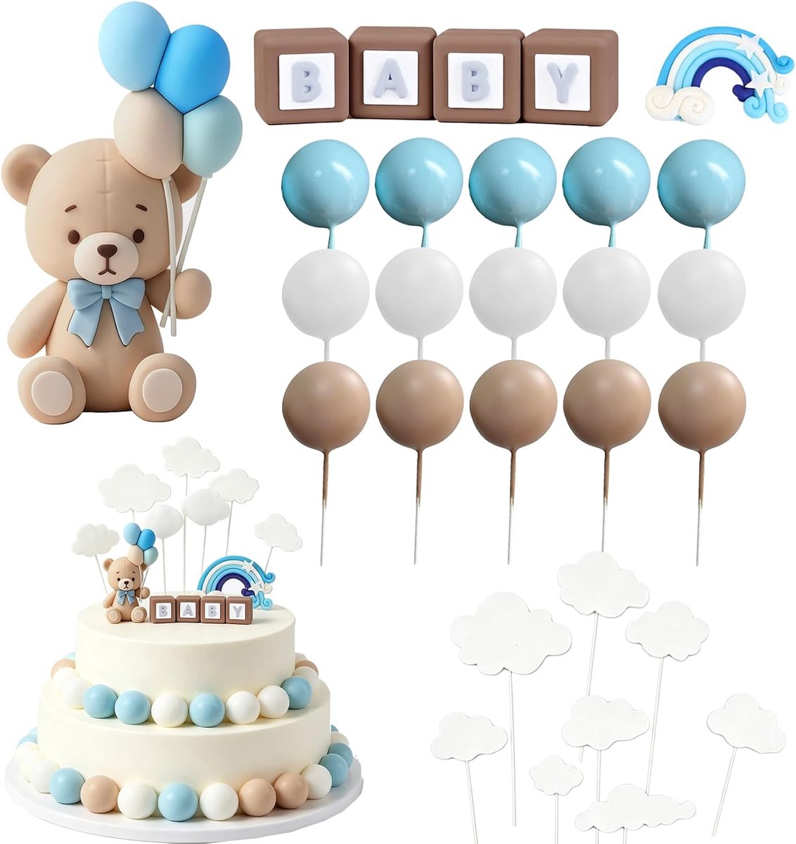19 stuks decoratieve ballen voor taartdecoratie, taartbeer