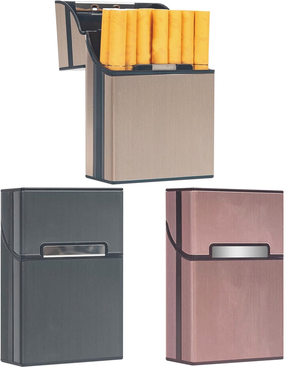 Pack of 3 cigarette box metal cigarette box with magnetic closure for cigarette case for men and women - ShopVlot