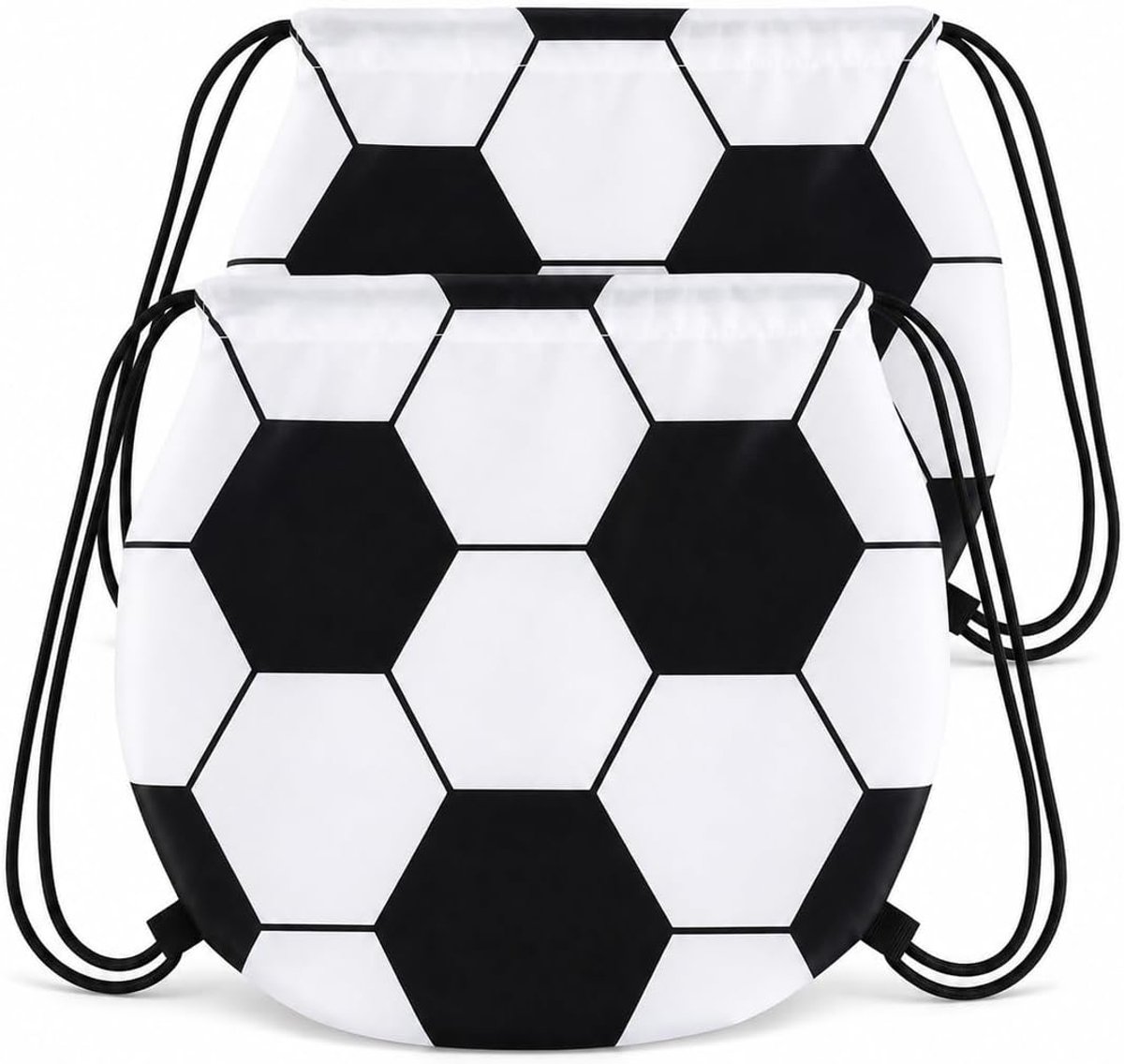 Gymtas met trekkoord 37 x 44 cm - dubbelpak met voetbalprint - waterdicht en praktisch - ideaal voor sport en school - ShopVlot