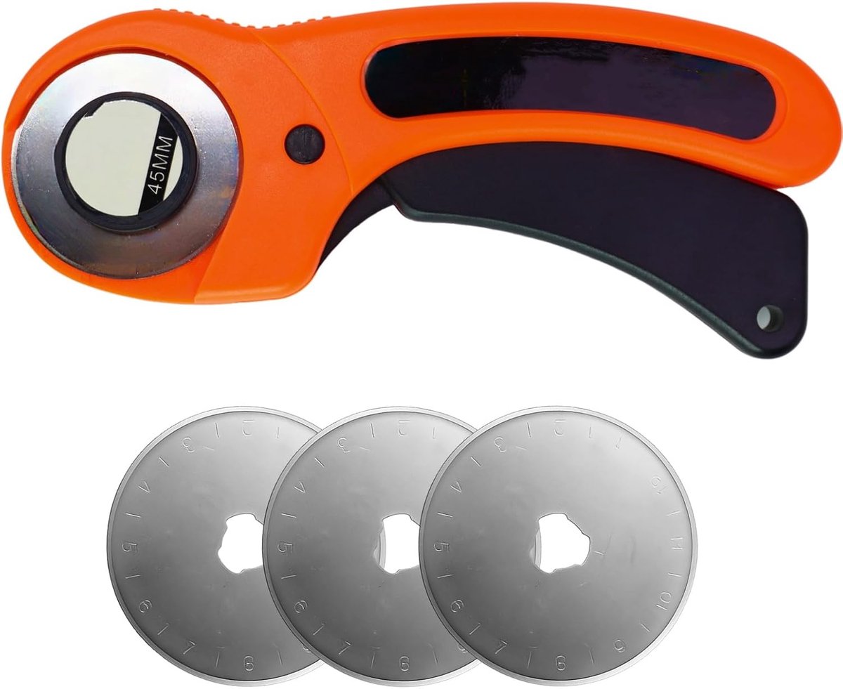Rollsnijder 45 mm - RVS mes - Veiligheidsmechanisme - Precisie snijwerk voor stoffen - ShopVlot