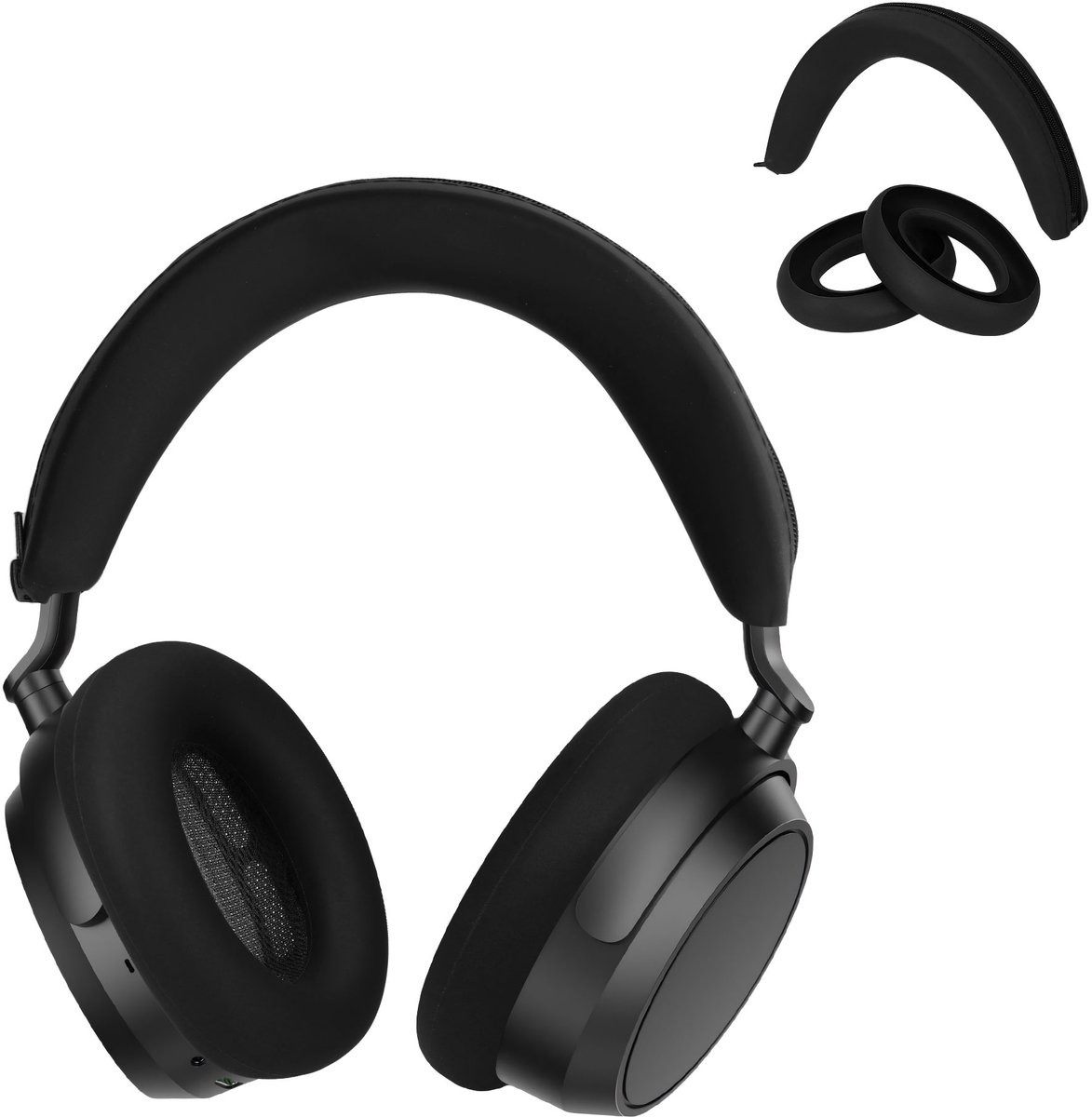 kwmobile siliconen cover voor koptelefoon - geschikt voor Sennheiser ACCENTUM Wireless - Voor band en oorpads - 3x in zwart