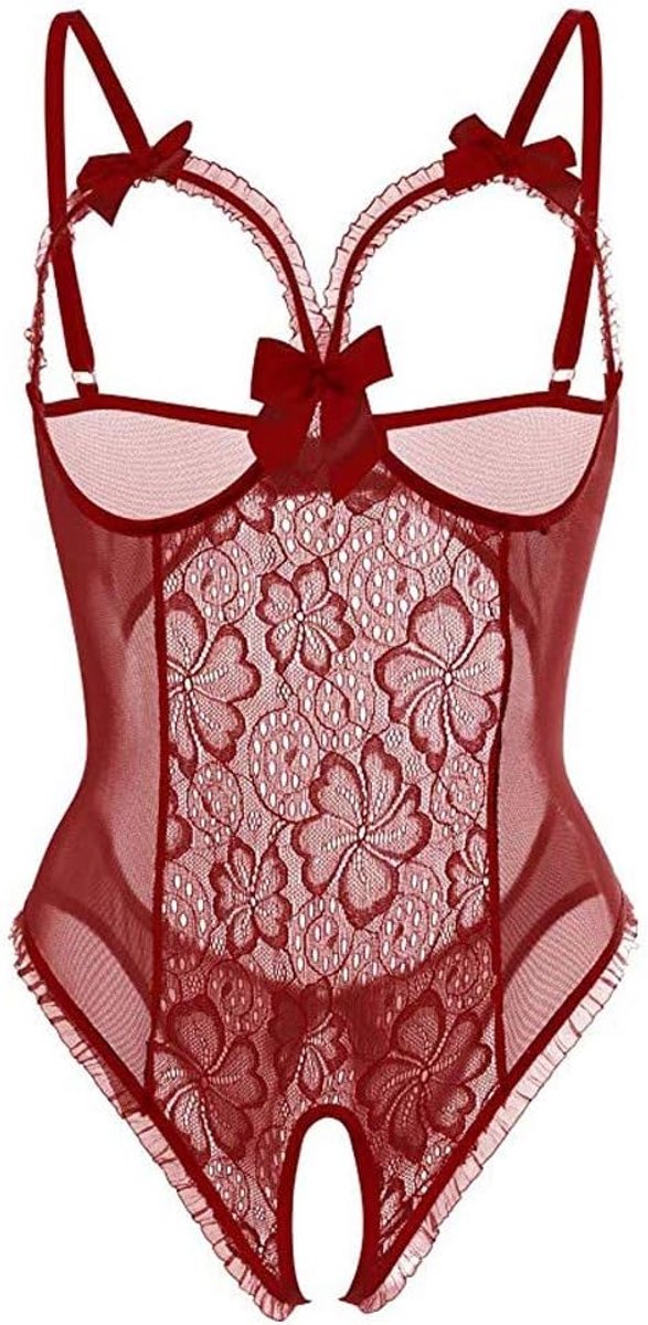 Lingerieset voor dames, huwelijksnacht, Valentijnsdag, huwelijksreis, avond, romantisch, kant, transparant, babydoll, verstelbare bandjes, comfort, A239