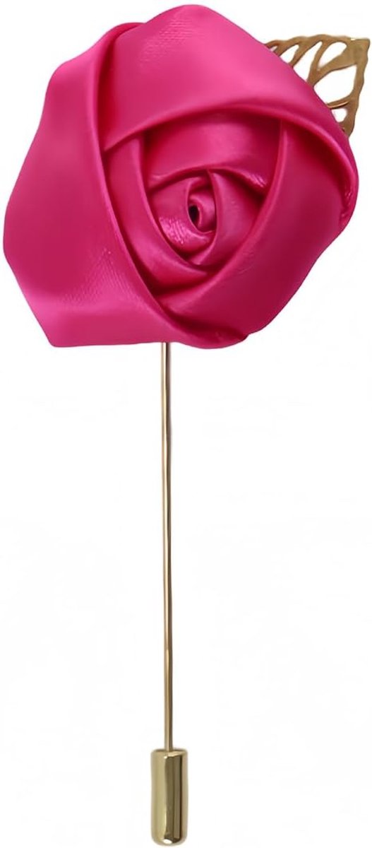 Gouden blad roos broche, 5 x 9 cm bloem spelden voor bruiloft dansfeest, rozerood