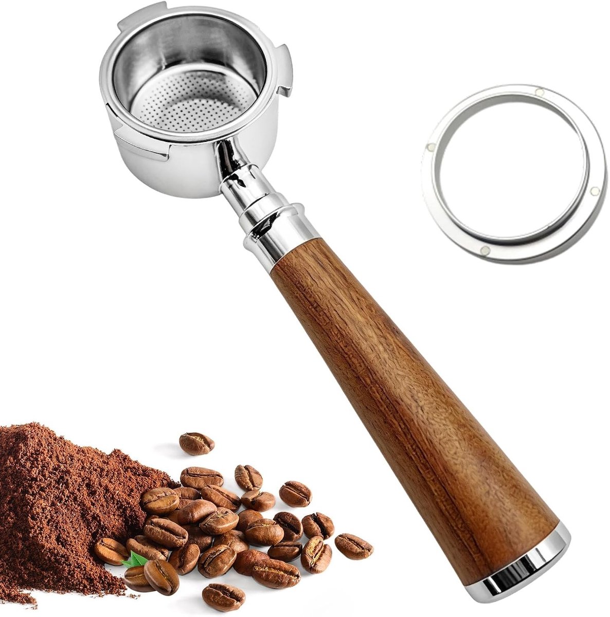 51 mm bottomless portafilter voor DeLonghi EC680/EC685/EC885/EC890 met 3 oogjes en magnetische doseer funnel voor perfecte espresso bereiden