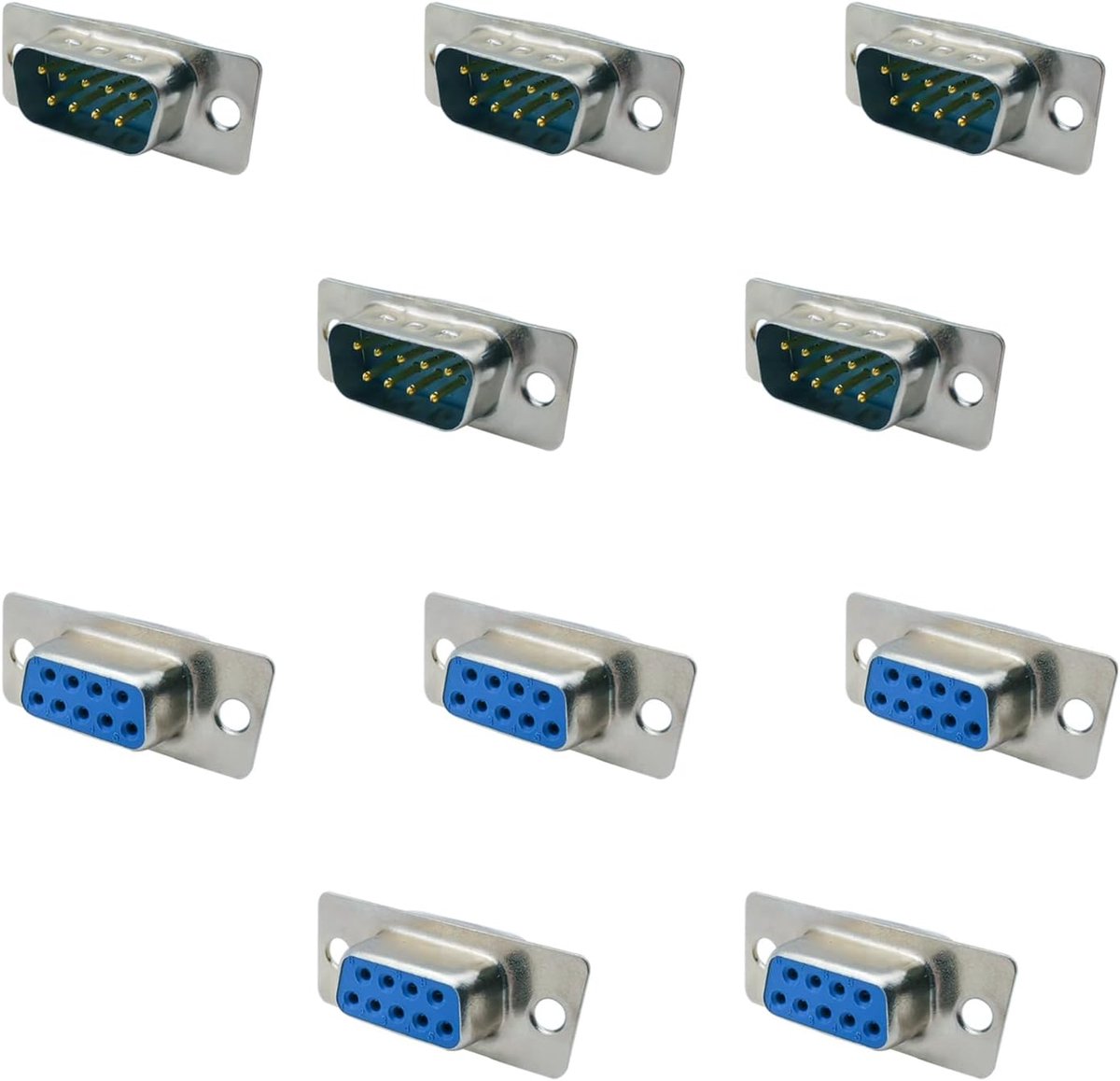 9-pins D-Sub DB9 Plug PCB-connectoren RS232 Serieel Soldeer Type (5xFemale + 5xMale)
