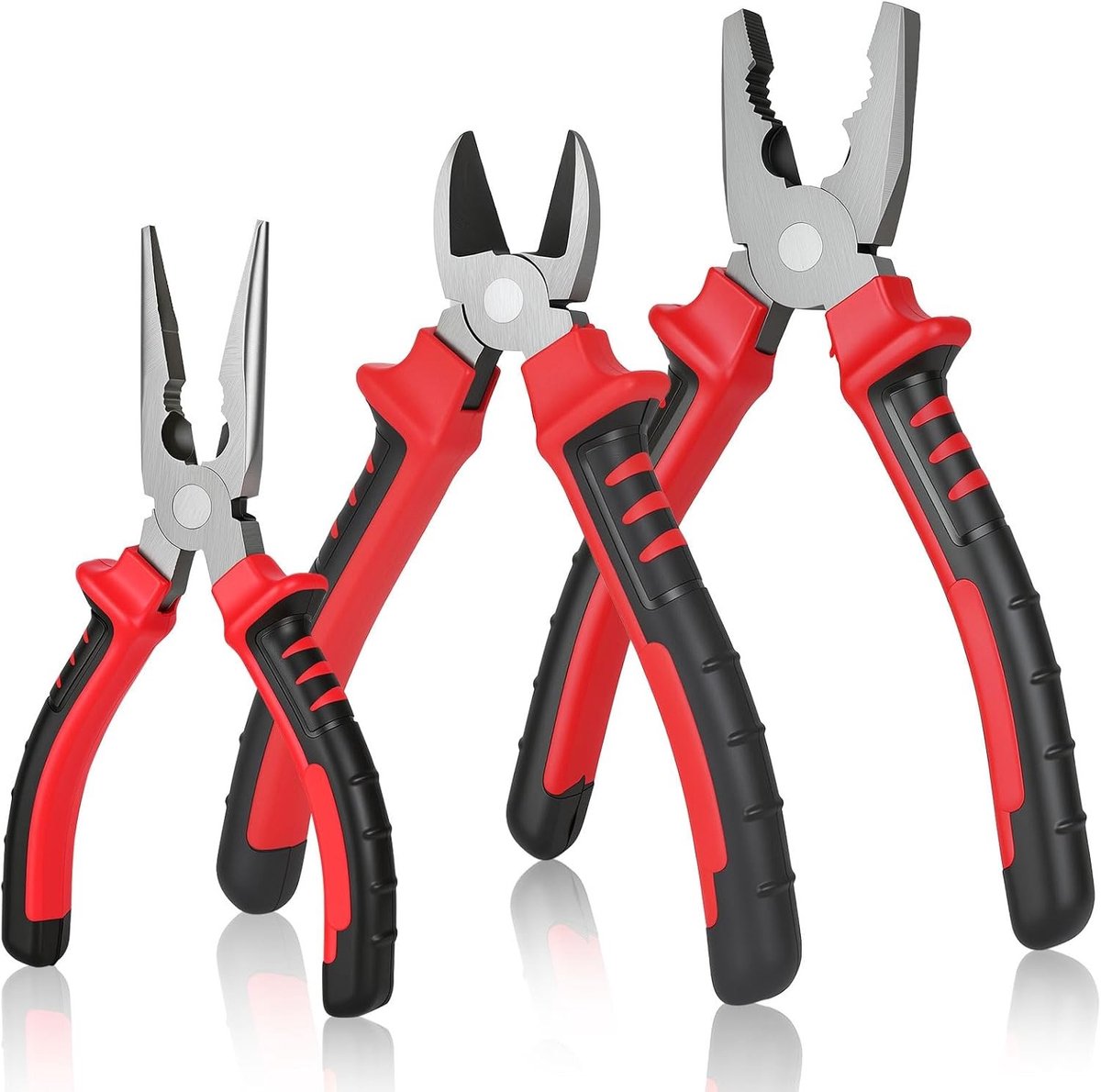 Set van 3 Professionele Tangen met Ergonomische Handvatten voor Doe-Het-Zelf Klussen, Inclusief Zijschneider en Combinatietang