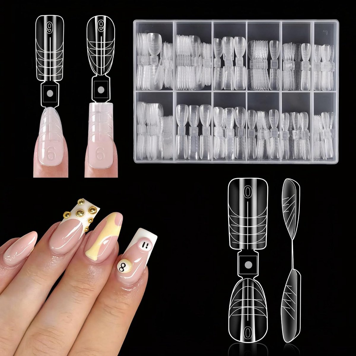 Tips nagels vierkante amandel dubbelzijdig