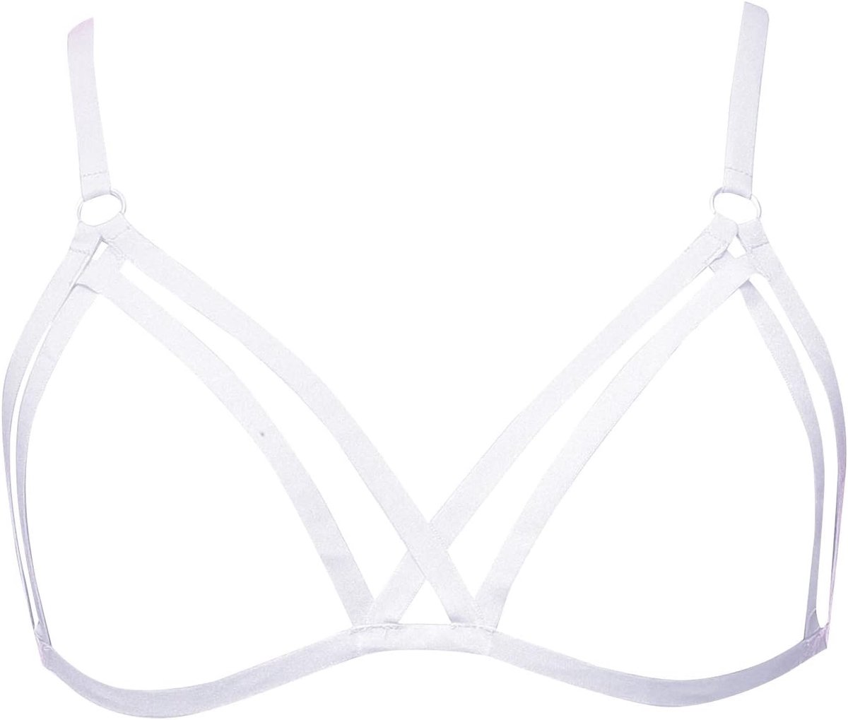 Lingerieset voor dames, satijn, fijne mazen, babydoll, gekruiste bandjes, tanga, ruches, licht, sensueel, ondeugend, charmant, A83