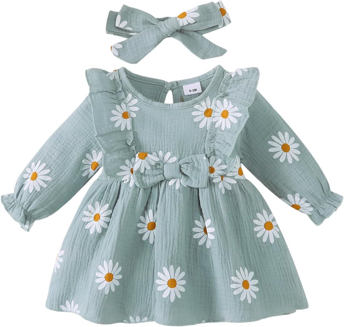 Jurken voor pasgeborenen, casual jurken met madeliefjes, geschenken, babykleding voor meisjes, met hoofdband