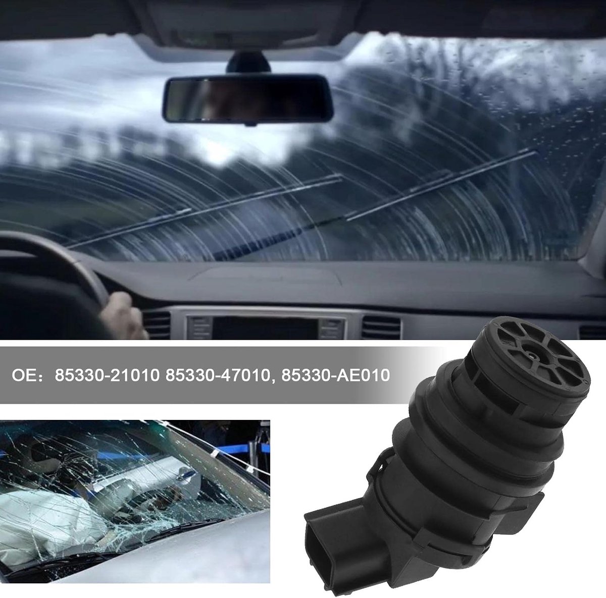 Ruitensproeierpomp Vervanging 85330-21010 85330-47010 85330-AE010 Compatibel met Toyota Camry Corolla RAV4 Lexus Scion Ruitenwisserwasmachine Motorpomp