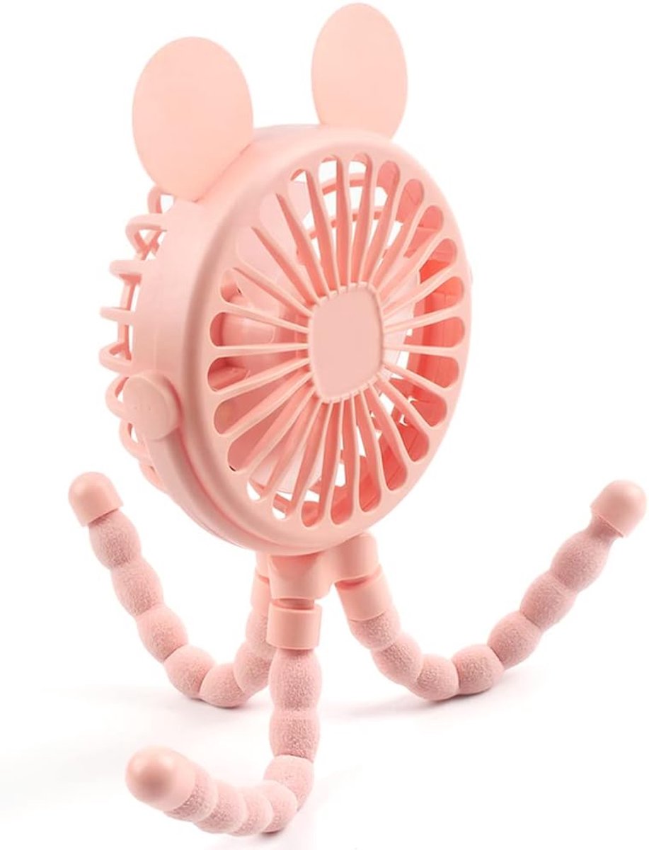 Kinderwagenventilator, mini-handheld octopus met flexibel statief voor autostoel, studentenbed, fiets - USB-oplaadbaar, bureauventilator voor kantoor, babykamer of buiten