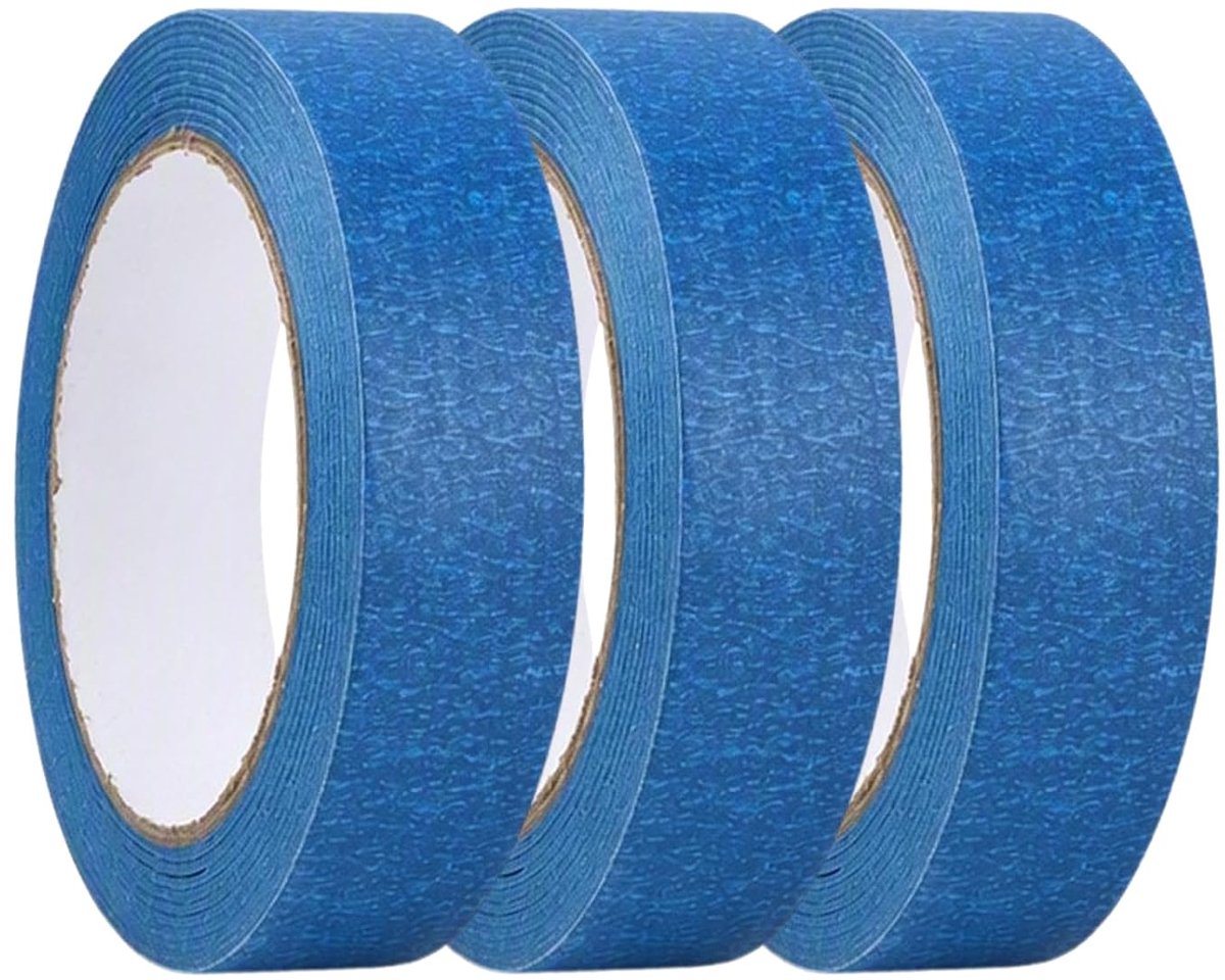 Tape voor schilders, 30 mm x 50 m, 3 rollen, blauw, nauwkeurige