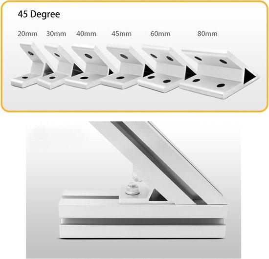(2 stuks) 8080 Serie 45 Graden Hoek Hoek Beugels Hoek Braces Connectors Joint Voor Aluminium Extrusie Profiel — afbeelding 3