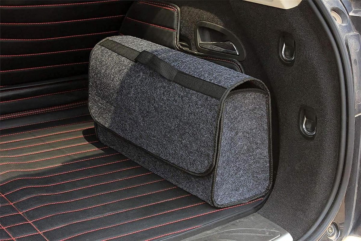 Kofferbak Organizer - Opvouwbaar Met Bevestigingsstrips - 50 x 15 x 25,5 cm - Grijs - Voor Autoaccessoires & Opbergen