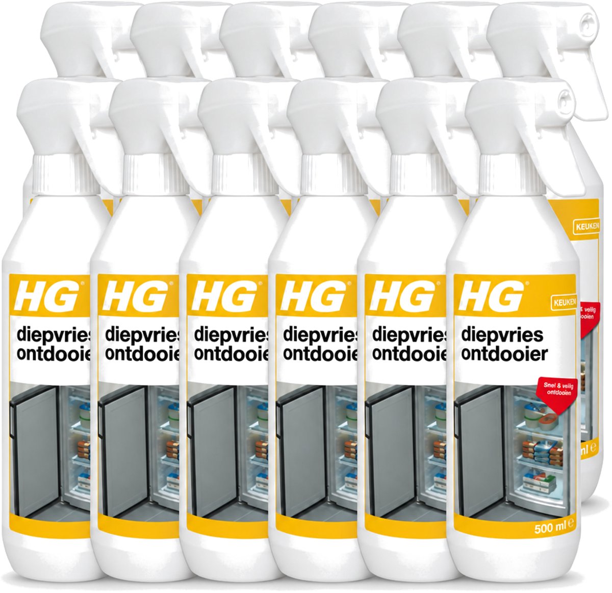 12 x HG - Diepvries Ontdooier - Snel & Veilig Ontdooien - 500 ml - Voordeelverpakking - 12 stuks