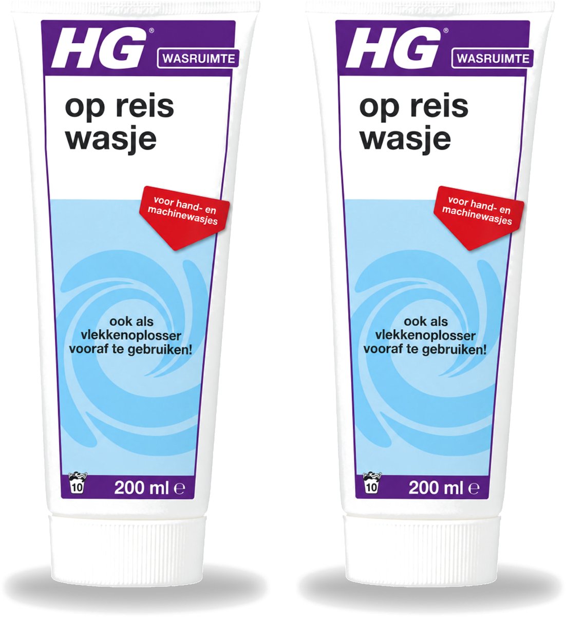2 x HG - Wasruimte - Op-Reis-Wasje - Voor Hand & Machine Wasjes - 200 ml - Voordeelverpakking - 2 stuks