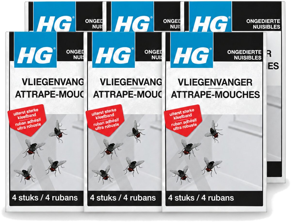 6 x HG X - Vliegenvanger - Sterke Kleefband - 4 Vliegenvangers - Voordeelverpakking - 6 stuks