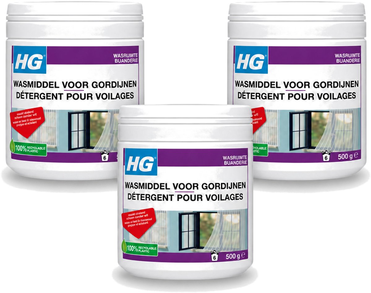 3 x HG - Wasruimte - Wasmiddel Voor Gordijnen - 500 g - Voordeelverpakking - 3 stuks