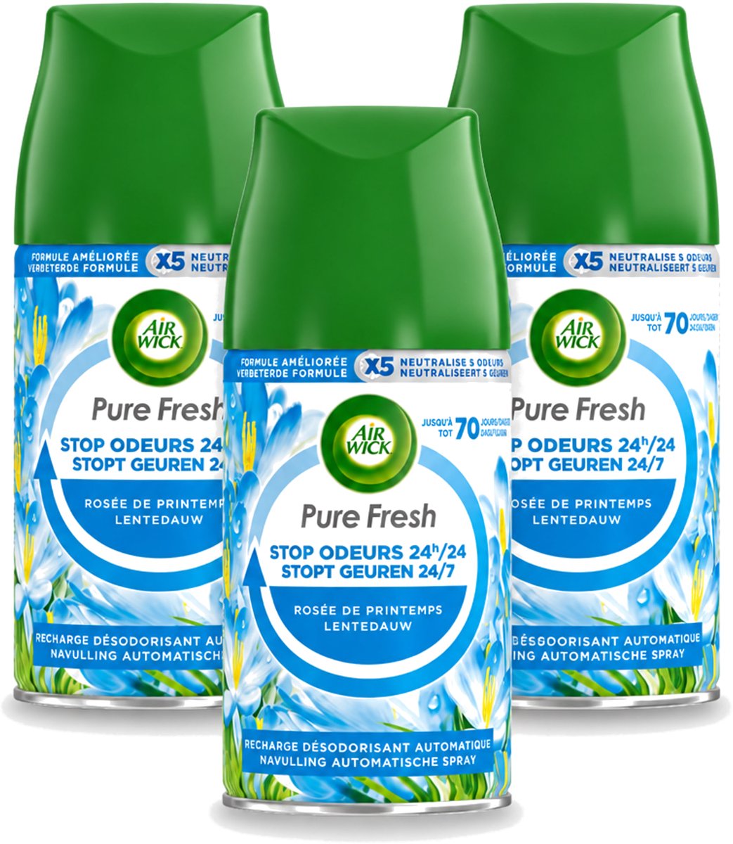 3 x Air Wick – Navulling – Freshmatic Pure Lentedauw – 250 ml - Bulkverpakking - 3 stuks