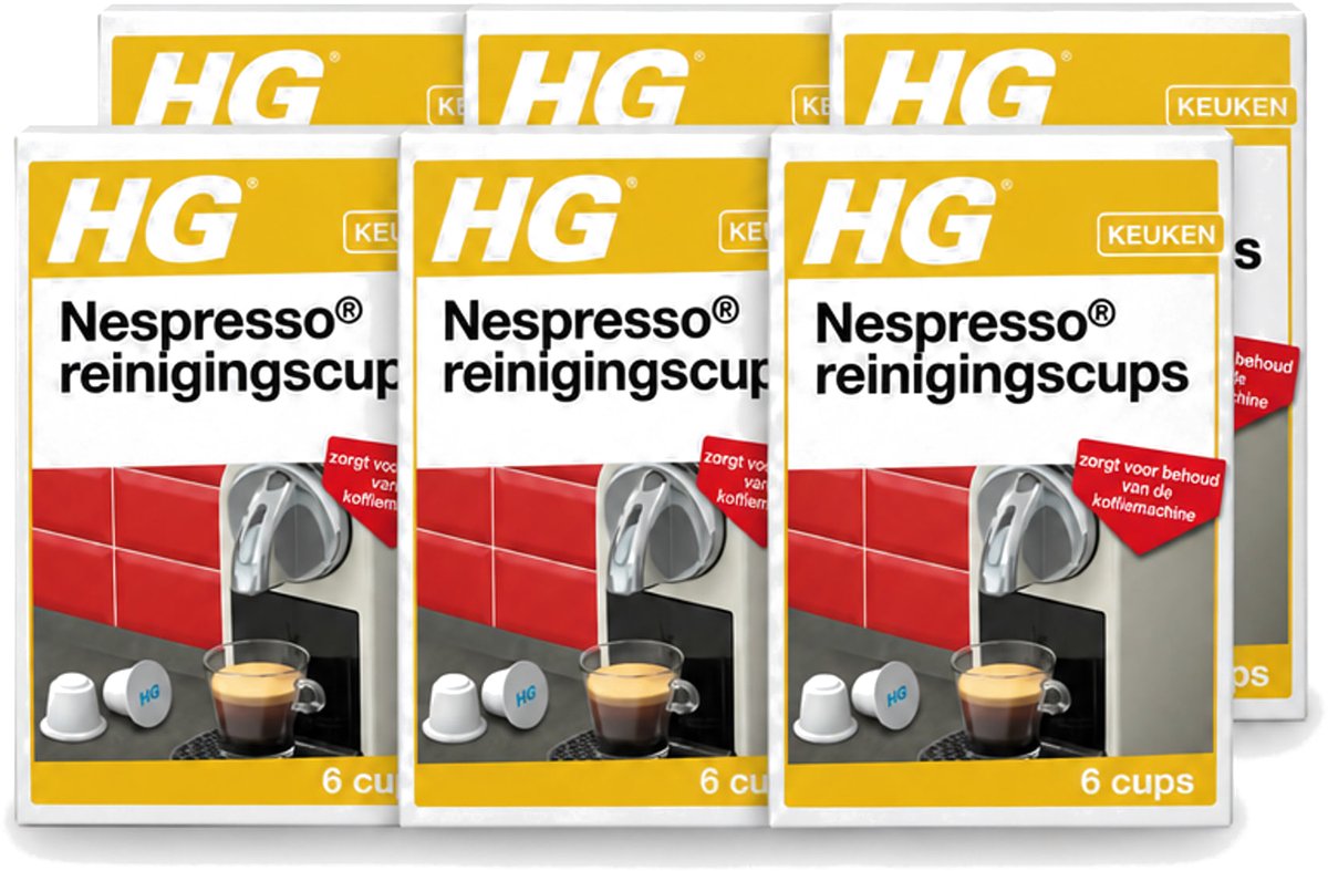 6 x HG - Nespresso Reinigingscups - Verwijdert Grondig Vet & Aanslag - 6 Reinigingscups - Voordeelverpakking - 6 stuks