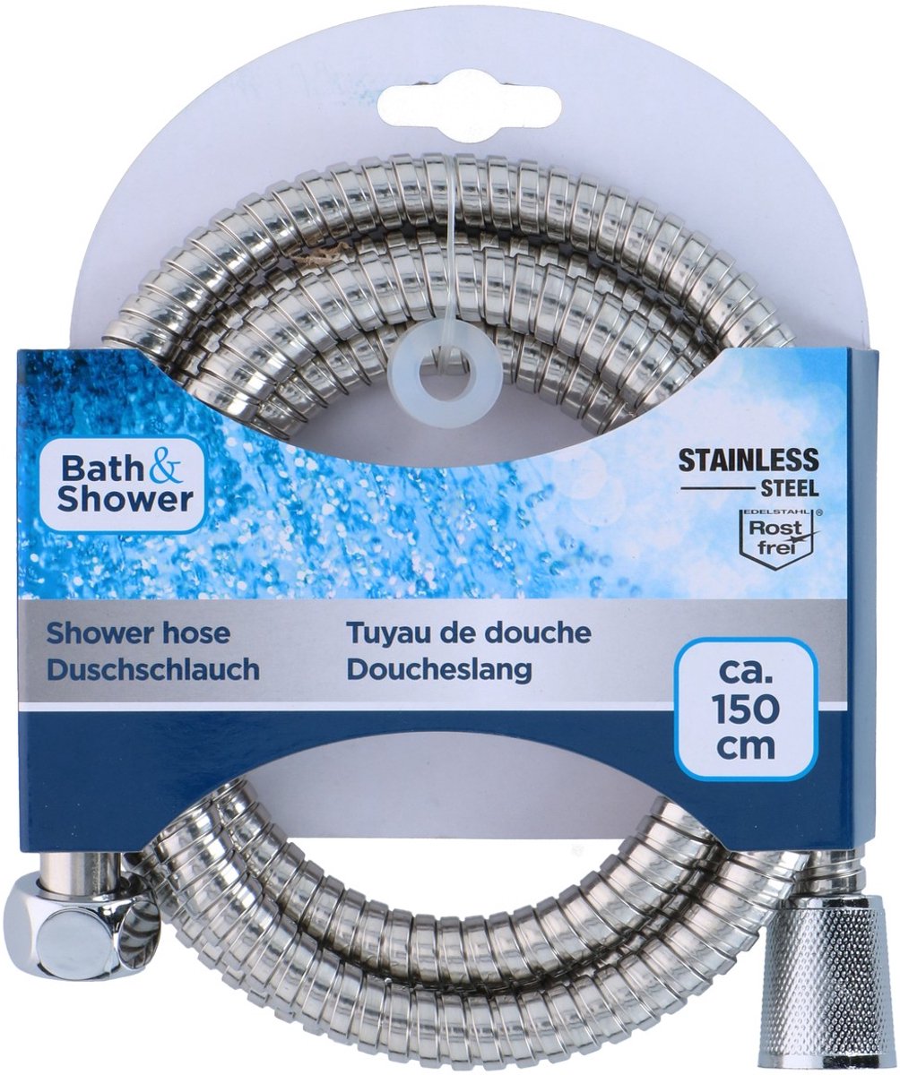 Bath & Shower douche slang 150 cm - rvs - geschikt voor iedere standaard douche - eenvoudig te monteren - onderhoudsvriendelijk - flexibel en knikbestendig - lengte 150 cm - kleur zilver