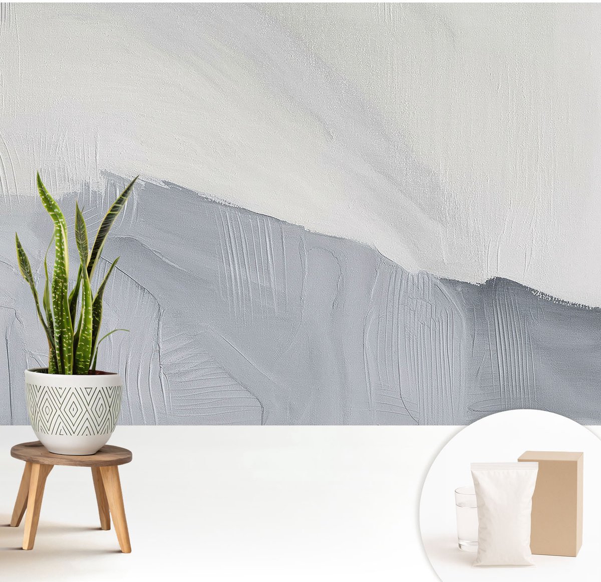 Wallfluent Fotobehang - Wit Vliesbehang - 208x146 cm - Subtiele Texturen Muurschildering - Slaapkamer behang Abstractie - Fotobehang Vlies - Slaapkamer behang