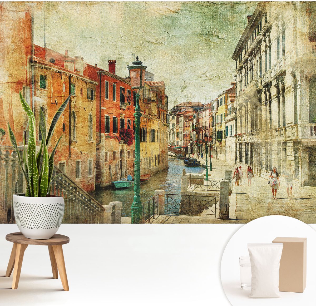 Wallfluent Fotobehang - Oranje Vliesbehang - 208x146 cm - Stedelijke Impressie Fotobehang Vlies - Woonkamer behang Steden - Muurschildering - Woonkamer behang