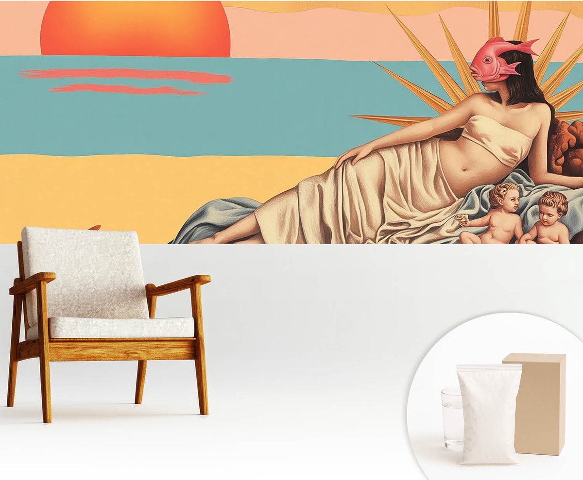 Wallfluent Fotobehang - Wit Vliesbehang - 250x104 cm - Het Westen Van Het Surrealisme Muurschildering - Gang behang Deel - Fotobehang Vlies - Gang behang